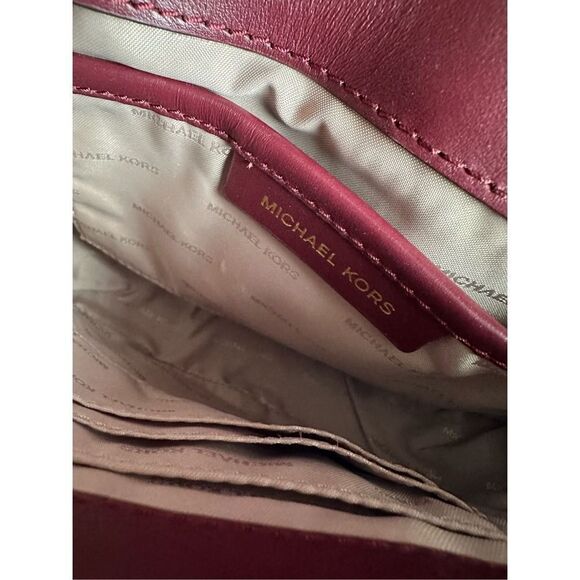 Michael Kors medium half dome deep wine red crossbody suede leather gold chain p - Picture 8 of 8